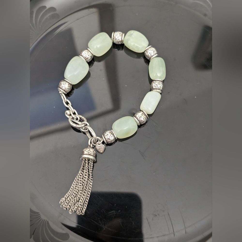 Brighton Light Green Jade/ Silver Plated Bracelet
